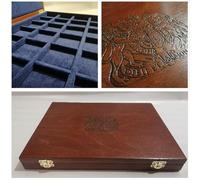 Coins&More Royal Blue 24 Boxes 47x47mm Beasts Queen Beasts Solid Wood and Velvet Coin Box