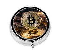 Coins with B This Small, Printed, Round Pill Box is a Portable Pill and Vitamin Organizer Perfect for Pockets, Purses, and Travel.