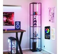 cointwo Smart RGB Floor Lamp with Shelves - 162CM Tall, LED Corner Display Shelf for Collectibles, Modern Design with Remote and App Control, Black