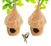 Coir Birds Hut Shape House for Cage All Birds Love Birds,Color -Brown, Size -L 12 x W12 x H22 cm -2 Pieces