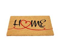 Coir Door Mat Home Heart Design PVC Backing Non Slip Entrance 60x40cm Floor Rug