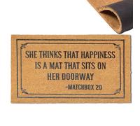 Coir Door mat Outside Entrance,She thinks that the happiness is a mat that sits on her doorway Front Doormat,Heavy Duty Backing，Embroidery,No-bleed,Non-Slip,Welcome Mat for Outside Porch Entry 30*18in