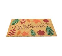 Coir Door Mat Welcome Autumn 60X40Cm Non Slip Entrance Mat With Leaf Pattern