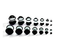 Coiris 14PCS Glass Ear Gauges Stretching Kit 2MM-14MM Short Taper Expander Glass Stretching Plugs for Ears Crazy Domed Body Piercing Jewelry Set, 2MM-14MM（7Pairs）, Glass, no gemstone