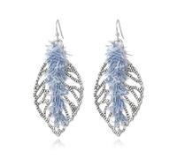 Coiris Bohemian Statement Dangle Earrings for Women Denim Leather Shells Pearl Polygonal Leaf Circle Drop Earrings for Women, Zinc, No Gemstone