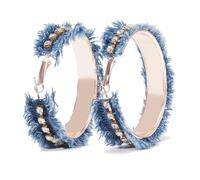 Coiris Bohemian Statement Dangle Earrings for Women Denim Leather Shells Pearl Polygonal Leaf Circle Drop Earrings for Women, Leather, No Gemstone