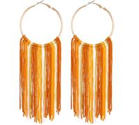 Coiris Boho Tassel Earrings for Women Bohemian Hoop Drop Tassels Western Earrings Dangle Country Earrings Summer Beach Long Tassels Earrings for Women, Stainless Steel, No Gemstone