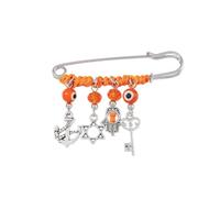 Coiris Braided Rope Wrapped Brooch with Pendant, Evil Eye Pin and Hamsa Charm for Daily Wear and Bags, No Size, Stainless Steel, no gemstone