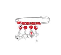 Coiris Braided Rope Wrapped Brooch with Pendant, Evil Eye Pin and Hamsa Charm for Daily Wear and Bags, No Size, Stainless Steel, no gemstone