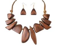 Coiris Chunky Beaded Necklace and Earring Sets for Women Boho Wooden Jewelry Set African Statement Necklaces, Wood, No Gemstone
