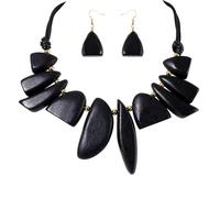 Coiris Chunky Beaded Necklace and Earring Sets for Women Boho Wooden Jewelry Set African Statement Necklaces, Wood, No Gemstone