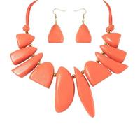 Coiris Chunky Beaded Necklace and Earring Sets for Women Boho Wooden Jewelry Set African Statement Necklaces, Wood, No Gemstone