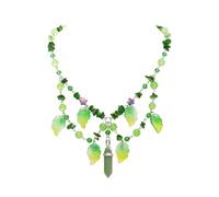 Coiris Fairy Leaf Necklace for Women Woodland Ren Faire Necklace Beaded Crystal Necklaces Renaissance Fantasy Jewelry Renaissance Accessories for Women, Rhinestone, Rhinestone