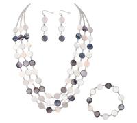 Coiris Layered Beaded Necklace for Women Boho Shell Chunky Fashion Collar Summer Beach Costume Jewelry Set for Women, Stainless Steel, No Gemstone