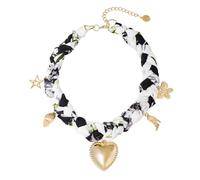 Coiris Scarf Necklace for Women Bandana Charm Western Heart Pendant Boho Summer Beach Necklace Jewelry for Women, Leather, No Gemstone
