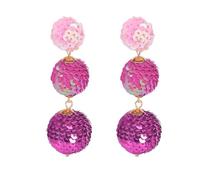 COIRIS Sequin Ball Dangle Stud Earrings for Women Beaded Statement Drop Earrings, Stainless Steel, No Gemstone