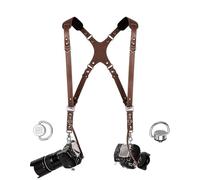 Coiro Camera Accessories Slim Dual Harness Two Cameras - Shoulder Leather Strap - Multi Gear Double Camera Accessories DSLR/SLR Proin Style Strap (Brown)