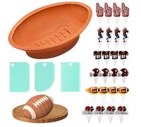 COITEK Football Cake Pan, 12 Inch 3D Football Shaped Nonstick Silicone Cake Mold With 3PCS Baking Scraper, 24 PCS Football Cake Decoration kits(28PCS)