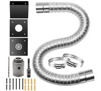 COITEK Pellet Stove Fresh Air Intake Kit, Outside Stove Pipe Kit with 3pcs Stainless Steel Wall Plate, 1pcTelescopic Aluminum Flex Pipe, 2pc Screw Clamps, 3pc Hole Saw Kit Set, Screws