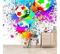 COJIC Photo Wallpaper 3D Mural Colorful Football Doodles Peel and Stick Removable Wall Poster Tv Background Decorative Wall Art Wall Art for Kids Room Living Room Bedroom 200 (W) x 150 (H) cm