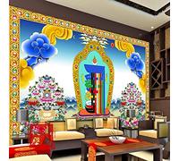 COJIC Tibetan Background Wall Thangka Ten Phase Ethnic Pattern Living Room Temple Wallpaper Tibetan Buddhism Mural Papel DE Parede 300cm(W) x250cm(H)