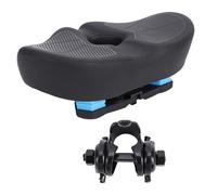 Cojín para asiento de bicicleta, sillín de bicicleta ancho, cómodo, plegable, engrosado y agrandado, para ciclismo, conducción de larga distancia, cuero PU, negro (Negra)
