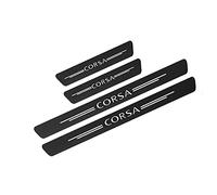 COJJ Carbon Fiber Door Sill Kick Plates, 4 Pcs PU Material, for Opel Corsa D A B C E F OPC Accessories 2021-2017, Black, Easy Install