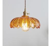 HSLJ1 Scalloped Glass Flower Ceiling Hanging Light Industrial Single Dining Room Pendant Lights Retro Ceiling Chandelier For Bedroom Restaurant Hallway Kitchen Dining Room-Clear