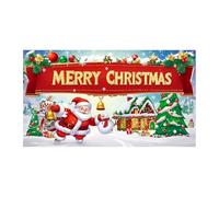Cokbyavla 13X6ft Christmas Garage Door Cover Decoration,Large Merry Christmas Garage Door Banner, Red Truck & Snowman &Santa Backdrop, Outdoor Holiday Decoration for Home Winter Parties DE28