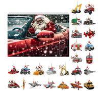 Cokbyavla 2025 Christmas Advent Calendars 2025,24 Days Toy Cars Ornaments Christmas Countdown Calendar,2D Digger Tractor Pendant Advent Calendars,Excavator Xmas Tree Decorations for Boys GirlsRed