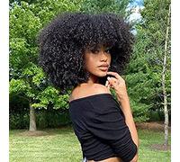 Cokbyavla 360 Frontal Women's Wig Black Small Curly Wavy Fiber High Temperature African False Head Cover Curly Human Hair Wig Glueless Lace Front Human Hair Nose & Ear Hair Trimmers (Black, One Size)
