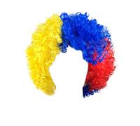 Cokbyavla 360 Wig with Flags Of European Cup Countries National Flag Short Curly Wig 2024 European Cup Short Curly Flag Wig Fans Cheer Supplies Afro Wig Team Fans Party High Frequency Wand for (Z, One