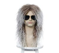 Cokbyavla 7x7 Closure Curly Role Playing Long Wig Curly Party Wig 80s Wig Rock-Punk Costume Black Men's Wig Banana Clips Hair for Fine Hair (D, One Size)