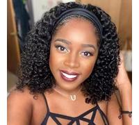 Cokbyavla And Wig Fiber Wig European African Fashion Women's Medium Length Curly Hair Black Slanted Small Curly Wig Cover Hair Forks for Long Hair (Black, One Size)