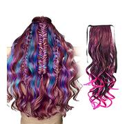 Cokbyavla And Wigs for Women For Women Long 12 With Color Curly Wig Fiber Ponytail Gradient Colors wig Hair Curling Products (J, One Size)