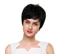 Cokbyavla as I Am Color Sexy Wigs Net Rose Synthetic Black Party Wig Women Short Fashion wig Hair Bow Clips (Black, One Size)