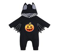 Cokbyavla Baby Bat Romper 0-12 Months, My 1St Halloween Jumpsuit Newborn Costume Girl Bunny New Born Baby Girls Gift Black Onepiece 3-6 Months White Ghost Costume Ove Infant 0-3