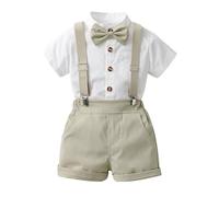 Cokbyavla Baby Boy 2Pcs Summer Outfits, Baby Boys Short Set Summer Shorts And Button Down Short Sleeve Lapel Shirt Kids Hawaiian Shirts And Blouses Green Dinosaur Costume(66Beige,3-4 Years)