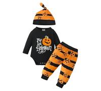 Cokbyavla Baby Boy Spooky Season Bodysuit Pullover Tops,Halloween Pumpkin Clothes Baby Mummy Costume Romper Toddler Boys Jumpsuit 8 Infant Halloween Costume Boy Baby Bat (Orange,6-9 Months)