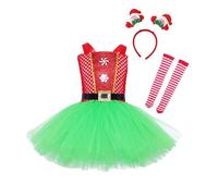 Cokbyavla Baby Christmas Dress Girl, Christmas Dress Girl Baby 1St Outfit2024 Deer Outfit Green Velvet Girls Cosplay Xmas Tree Outfits Weddi Kid 8-9 Years