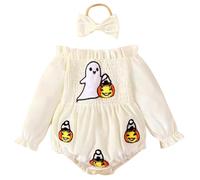Cokbyavla Baby Girl Halloween Monster Ghost Costume, Halloween Baby Girl Outfit Christmas Outfit Dress Ghost Costume Kids 7-8 Short Light Pink Dress Fo Infant 3-6 Months