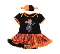 Cokbyavla Baby Girl Halloween Monster Ghost Costume, Newborn Girl Halloween Outfit Pink Tulle Dress Girls Size 12 Baby Pumpkin Print Romper Dress Infant 6-12 Months