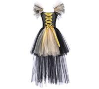 Cokbyavla Baby Girls Halloween Outfits Set, 1St Halloween Baby Girl Outfit Gold Tulle Dress Ghost Romper Little Girl Green Floral Dress The Flintstones Costume Thanksgivi(29E01,3-4 Years)