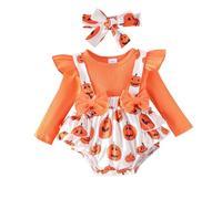 Cokbyavla Baby Girls Halloween Outfits Set, Tutu Dreams Halloween Costume For Girls Baby Girl Fall Romper Dress Pumpkin Jumpsuit Cute Little Girl Toddler 12-18 Months