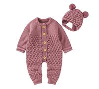 Cokbyavla Baby Jumpsuit Sweater Winter Coming Home Outfits Baby Christmas Outfit Girl Kids Winter Jumpsuit Baby Clothes Neutral Colors Baby Sweater Girl Boy Romper Baby W(Pink 0-3 Months)