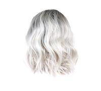 Cokbyavla Big Curly Wig for Women Wig Mesh Mechanism Short Rose Gradient Female Color Fiber Hair wig Blow Dryer Hair Brush (Grey, One Size)