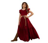 Cokbyavla Big Girls Dress Mini Size,Girls Dresses 12-13 Years Junior Dresses Cute Little Girl Dress Tween Dresses Size 6 Beach Outfits for Girls Cute Dresses for Women Wine