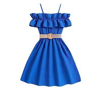 Cokbyavla Big Girls Dress Size 12,Cute Dresses for Teens Junior Dresses Summer Floral Little Girl Dress for Wedding Guest Tween Girls Birthday Dresses Girls Blue Sundress Girl Clothes Size 6