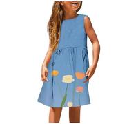 Cokbyavla Big Girls Midi Dress,School Uniforms Junior Dresses Short Formal Gifts for 13 Year Old Girls Trendy 2024 Girls Outfits Size 7/8 Girls Hawaiian Dress Clothes for 10 Year Old Girls Blue