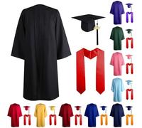Cokbyavla Black Graduation Cap and Gown,Graduation Headband Robe High School Gift Sets for Him Master Gown Navy Blue 2025 Banner Guest O(Red,51)